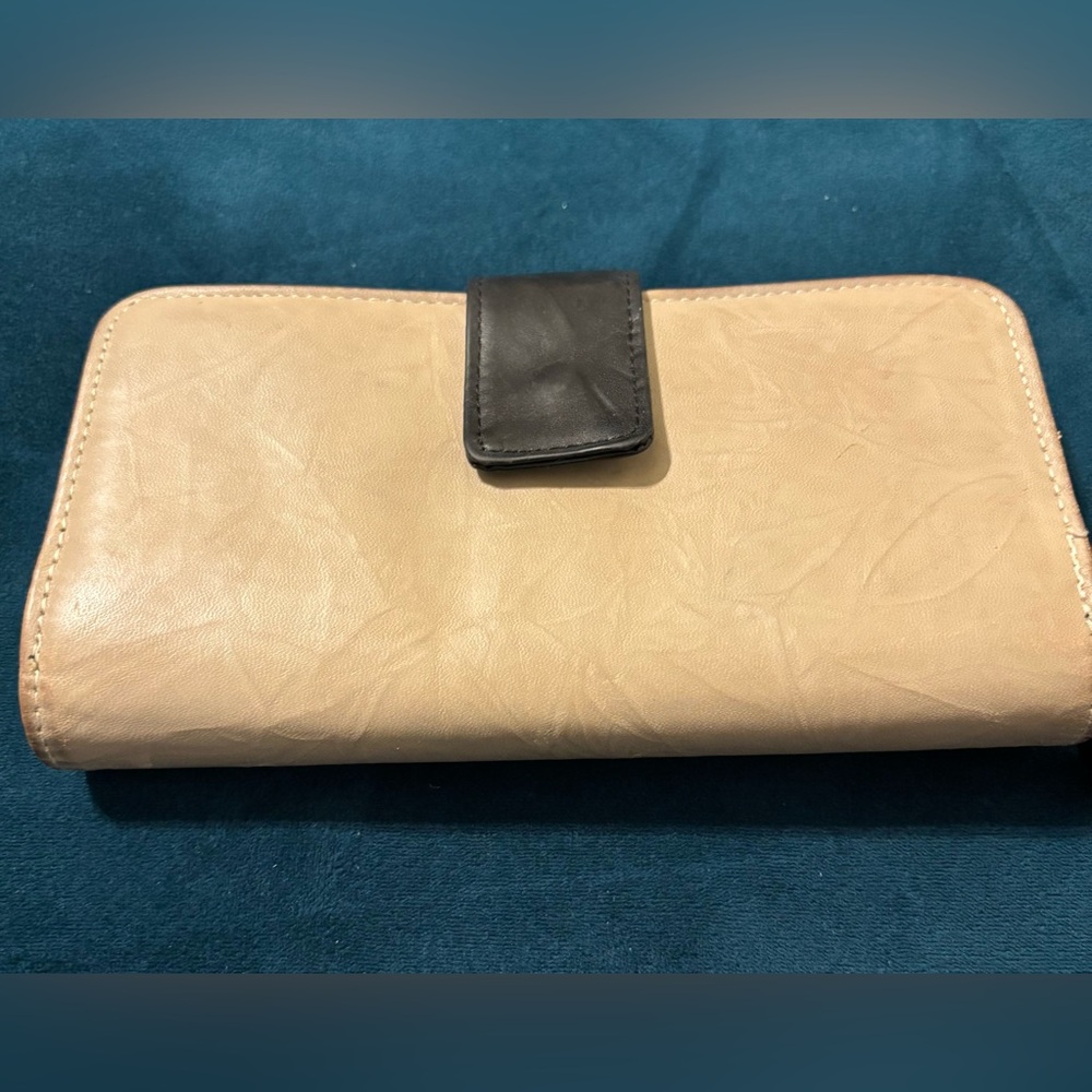 Elegant Tan and Black Women's Genuine Leather Wallet